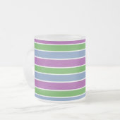 Paars Groen Blauw Striped Matglas Koffiemok (Voorkant links)