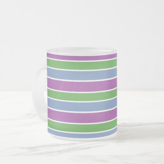 Paars Groen Blauw Striped Matglas Koffiemok (Voorkant links)