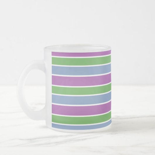 Paars Groen Blauw Striped Matglas Koffiemok (Links)