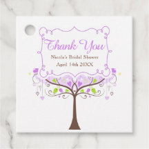 Paars & Groen Bloem Vogels Bruiloft Dank Je