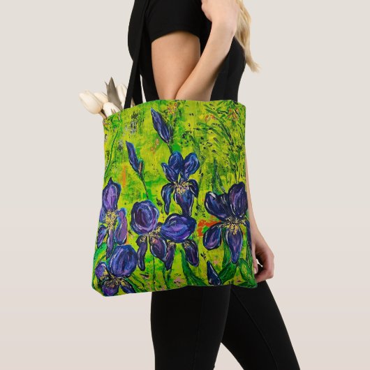 Paars & Groen Canvas tas Irissen (Dichtbij)