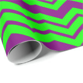 Paars Groen Chevron Zigzag Design Cadeaupapier (Rol Hoek)
