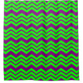 Paars Groen Chevron Zigzag Design Douchegordijn (Voorkant)