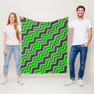 Paars Groen Chevron Zigzag Design  Fleece Deken