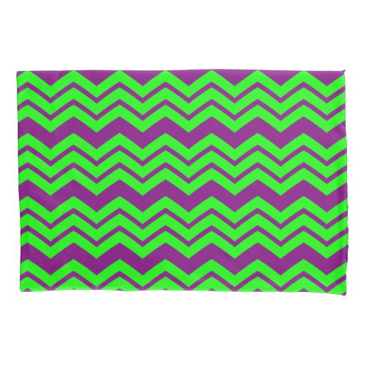 Paars Groen Chevron Zigzag Design  Kussensloop (Voorkant)