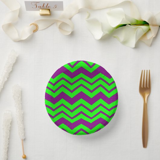 Paars Groen Chevron Zigzag Design Papieren Kommen (Huwelijk)