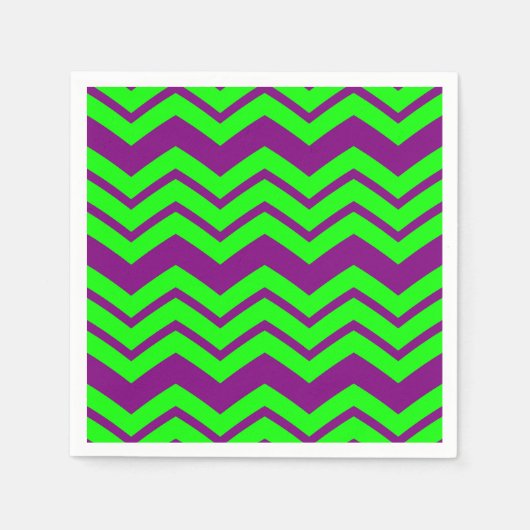 Paars Groen Chevron Zigzag Design  Servet (Voorkant)