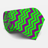 Paars Groen Chevron Zigzag Design  Stropdas (Opgerold)