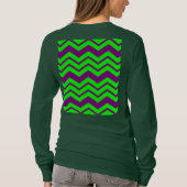 Paars Groen Chevron Zigzag Design T-shirt (Achterkant)