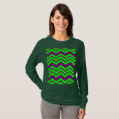 Paars Groen Chevron Zigzag Design T-shirt (Voorkant volledig)