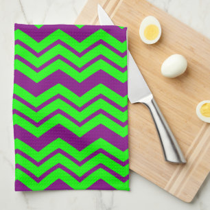 Paars Groen Chevron Zigzag Design Theedoek