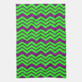 Paars Groen Chevron Zigzag Design  Theedoek (Verticaal)