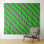 Paars Groen Chevron Zigzag Design Wandkleed (In Situ (horizontaal))