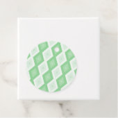 Paars groen diamantpatroon bedankjes labels (In situ)