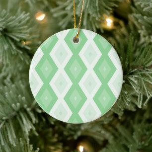 Paars groen diamantpatroon keramisch ornament