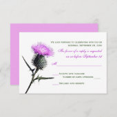 Paars Groen Distel Trouw RSVP Kaart (Voorkant / Achterkant)