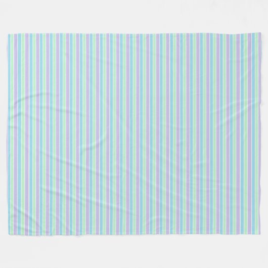 Paars groen en blauw pastel gestreept fleece deken (Voorkant (Horizontaal))