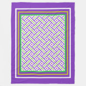  Paars, groen en gouden Basketweve Patroon Fleece Deken (Voorkant)