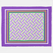  Paars, groen en gouden Basketweve Patroon Fleece Deken (Voorkant (Horizontaal))