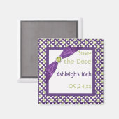 Paars, Groen, en Wit sparen de Magnet van de Datum (Voorkant / Achterkant)