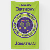 Paars - groen eten, slapen, tennis spelen spandoek (Verticaal)