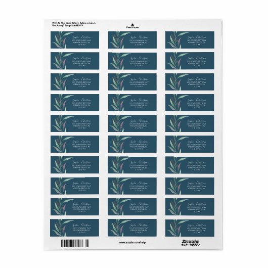 Paars groen Eucalyptus Blue Return Label (Full Sheet)