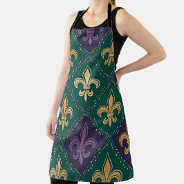 PAARS GROEN GEEL MARDI GRAS FLEUR DE LIS SCHORT
