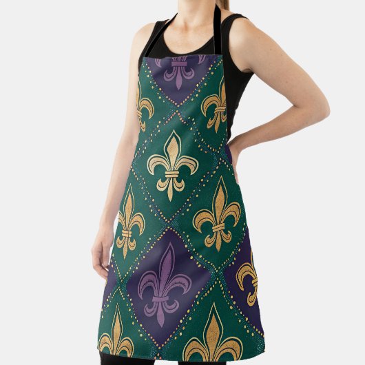 PAARS GROEN GEEL MARDI GRAS FLEUR DE LIS SCHORT (Insitu)
