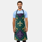 PAARS GROEN GEEL MARDI GRAS FLEUR DE LIS SCHORT (Gedragen)
