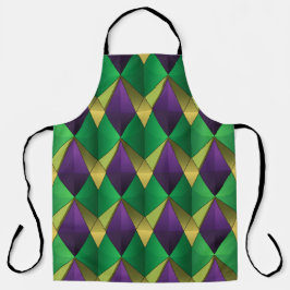 PAARS GROEN GEEL MARDI GRAS GEOMETRISCH PATROON SCHORT