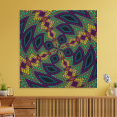 Paars groen geel modern geometrisch Abstract deel Canvas Afdruk (Insitu (Woonkamer))
