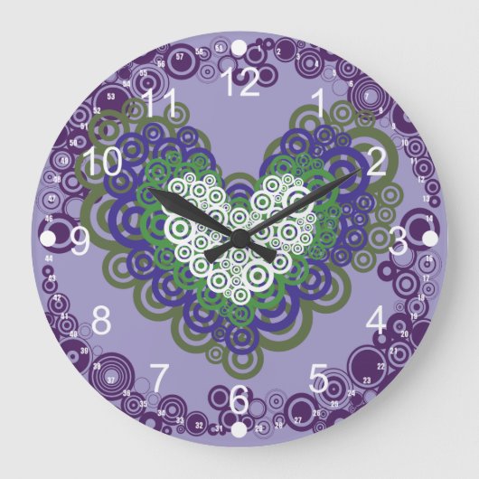 Paars Groen Geest en Circles Patroon Grote Klok (Voorkant)