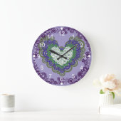 Paars Groen Geest en Circles Patroon Grote Klok (Huis)