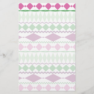 Paars Groen Geometrisch Patroon Briefpapier