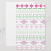 Paars Groen Geometrisch Patroon Briefpapier (Voorkant / Achterkant)