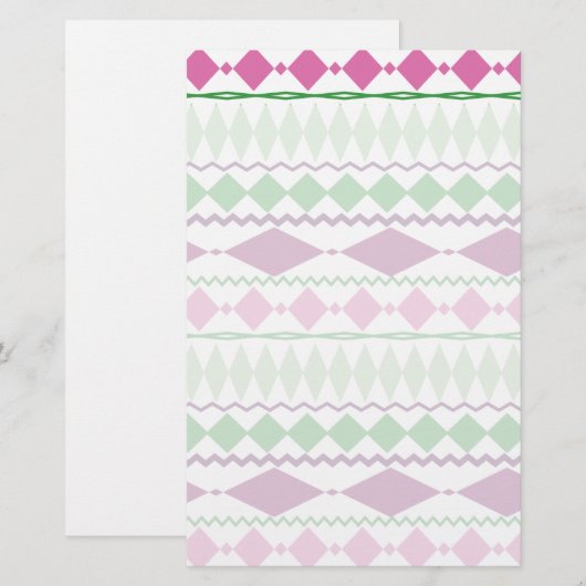 Paars Groen Geometrisch Patroon Briefpapier (Voorkant / Achterkant)