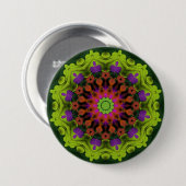 Paars groen: Geometrische Mandala Art Ronde Button 7,6 Cm (Voorkant /achterkant)