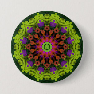 Paars groen: Geometrische Mandala Art Ronde Button 7,6 Cm