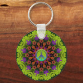 Paars groen: Geometrische Mandala Art Sleutelhanger (Voorkant)