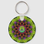 Paars groen: Geometrische Mandala Art Sleutelhanger (Achterkant)
