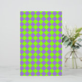 Paars Groen Geruit Diamant Patroon Briefpapier (Staand voorkant)