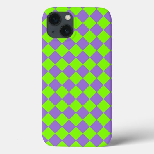Paars Groen Geruit Diamant Patroon Case-Mate iPhone Case (Achterkant)