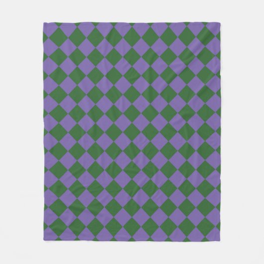 Paars Groen Geruit Diamant Patroon Fleece Deken (Voorkant)