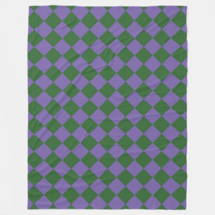 Paars Groen Geruit Diamant Patroon Fleece Deken