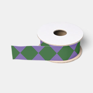 Paars Groen Geruit Diamant Patroon Grosgrain Lint