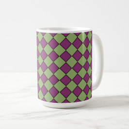 Paars Groen Geruit Diamant Patroon Koffiemok