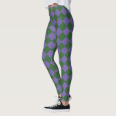 Paars Groen Geruit Diamant Patroon Leggings (Links)