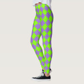 Paars Groen Geruit Diamant Patroon Leggings (Links)