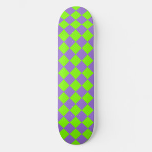 Paars Groen Geruit Diamant Patroon Persoonlijk Skateboard