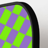 Paars Groen Geruit Diamant Patroon Pickleball Paddle (Links Detail)